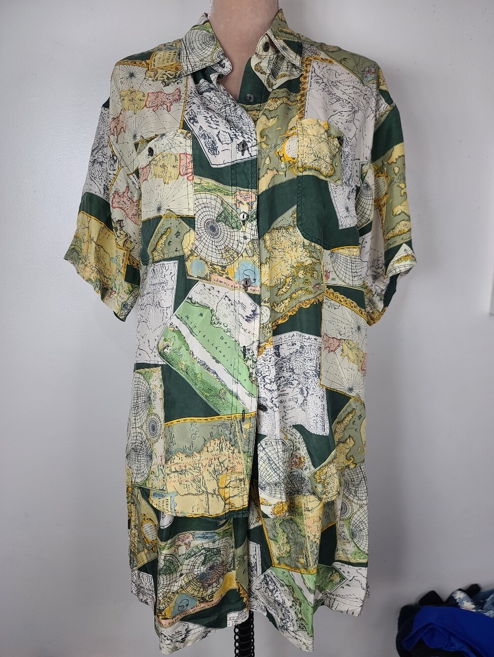 Vintage Whistles Silk Matching Camp Short Sleeve Top & Culotte Shorts Set M - Picture 7 of 16